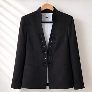 Tahari Arthur S. Levine Womens Black Military Style Elegant Lined Blazer Size 16